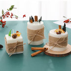 CouldNook Rustic Botanical Pillar Candle - Burlap Wrapped Farmhouse Decor