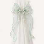 CouldNook Faxu Pearl Mesh Bow Curtain Tieback 2PCS Set - Window Styling Accent