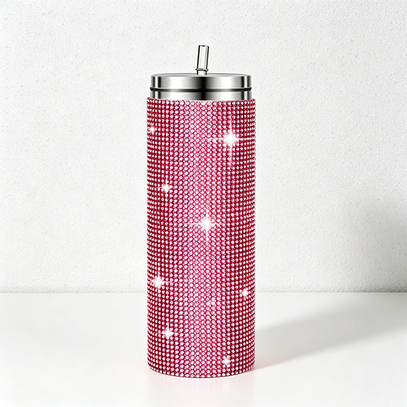 CouldNook 20oz Rhinestone Tumbler-Stainless Steel Vacuum Insulated Straight Body Tumbler with Straw