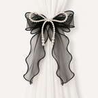 CouldNook Faxu Pearl Mesh Bow Curtain Tieback 2PCS Set - Window Styling Accent