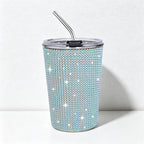 CouldNook 17oz Rhinestone Tumbler-Stainless Steel Insulated Straight Body Cup with Straw