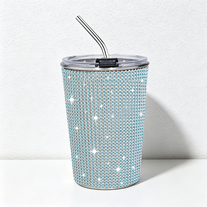 CouldNook 17oz Rhinestone Tumbler-Stainless Steel Insulated Straight Body Cup with Straw