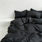 CouldNook Reversible Solid Duvet Cover - Ultra-Soft Washed Cotton Feel (Dark Colors)