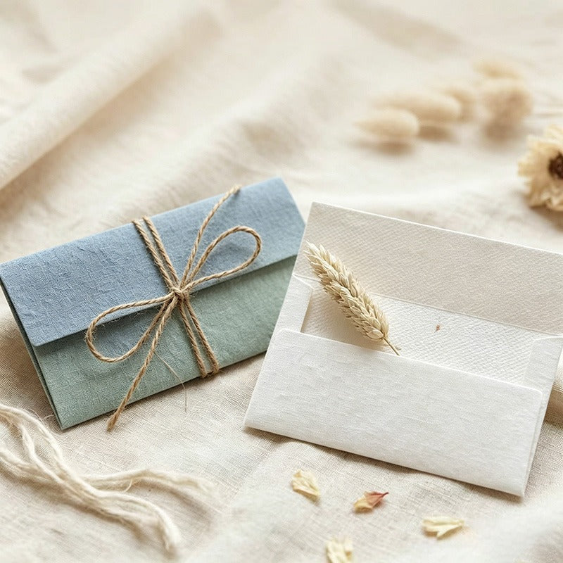 Premium Embossed Cotton Paper Envelopes with Jute Twine, Vintage DL Western Style for Wedding Invitations