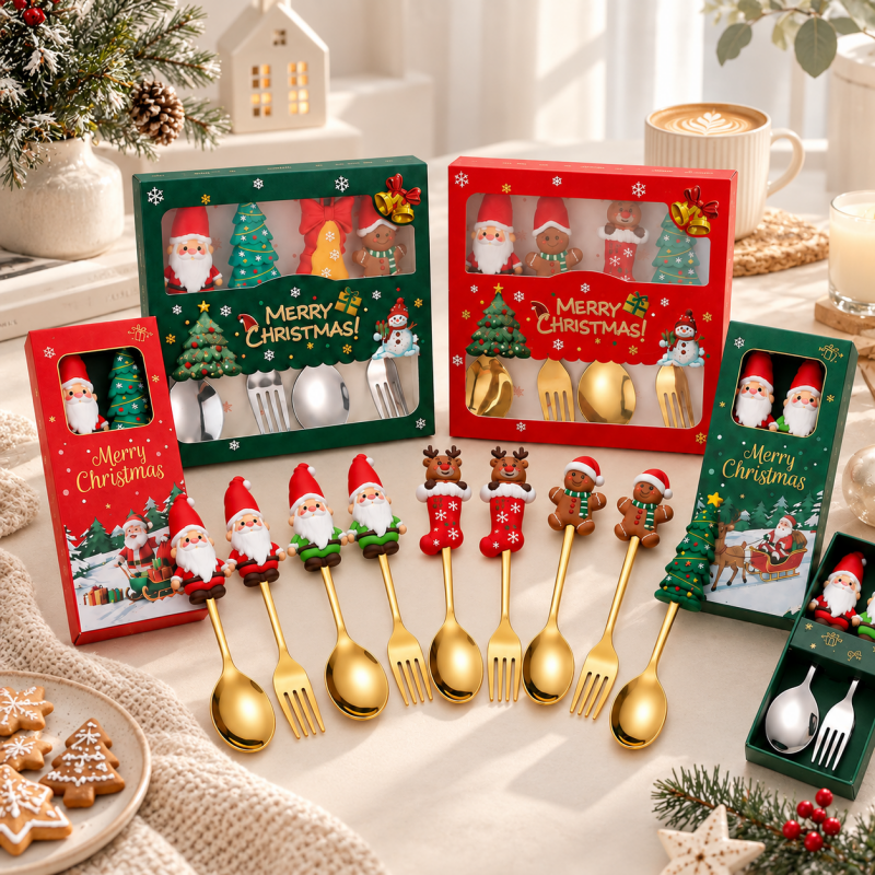 CouldNook Christmas Stainless Steel Cutlery - Festive Character Handle