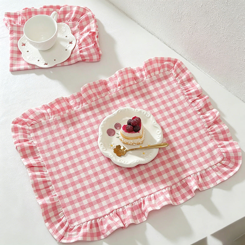 CouldNook French Style Cotton Ruffled Napkins & Placemats – Reusable Table Linens for Dining & Decor