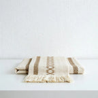 CouldNook Farmhouse Cotton Linen Table Runner - Rustic Boho Woven Macrame Mat