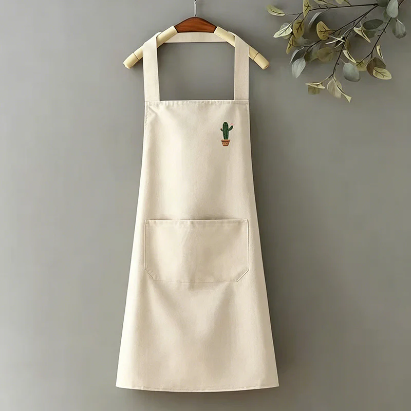 Solid Color with Printed Pattern Backband Apron - PVC Waterproof Kitchen Apron