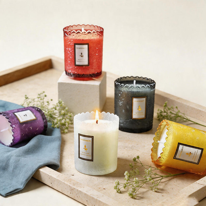 CouldNook Scented Candles - French Embossed Glass Scalloped Candle