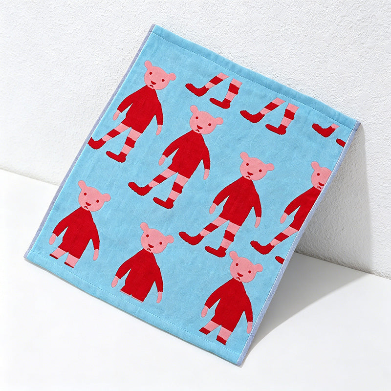 CouldNook Pure Cotton Gauze Cartoon Square Towel - Cute Absorbent Handkerchief