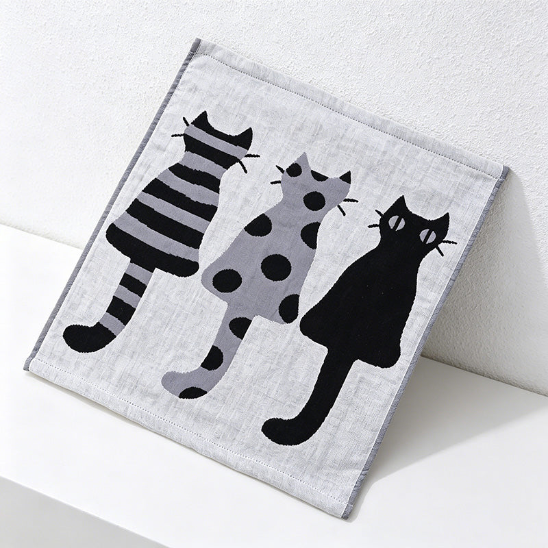 CouldNook Pure Cotton Gauze Cartoon Square Towel - Cute Absorbent Handkerchief