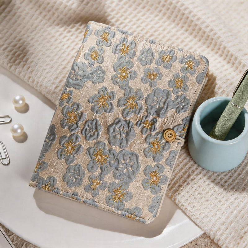CouldNook Vintage Floral Jacquard Loose-Leaf Binder Notebook