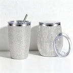 CouldNook 12oz Bling Rhinestone Stemless Wine Tumbler - Clear Lid & Straw (Leopard & Ombre Series)