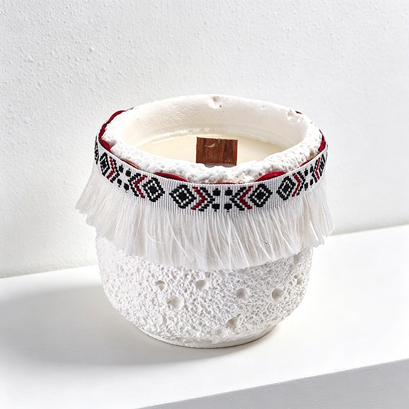 CouldNook Bohemian Fringe Scented Candle - Textured Wabi-Sabi Decor