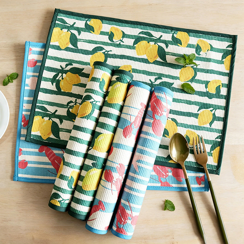 CouldNook Woven Dining Placemat - Mediterranean Coastal Print Mat