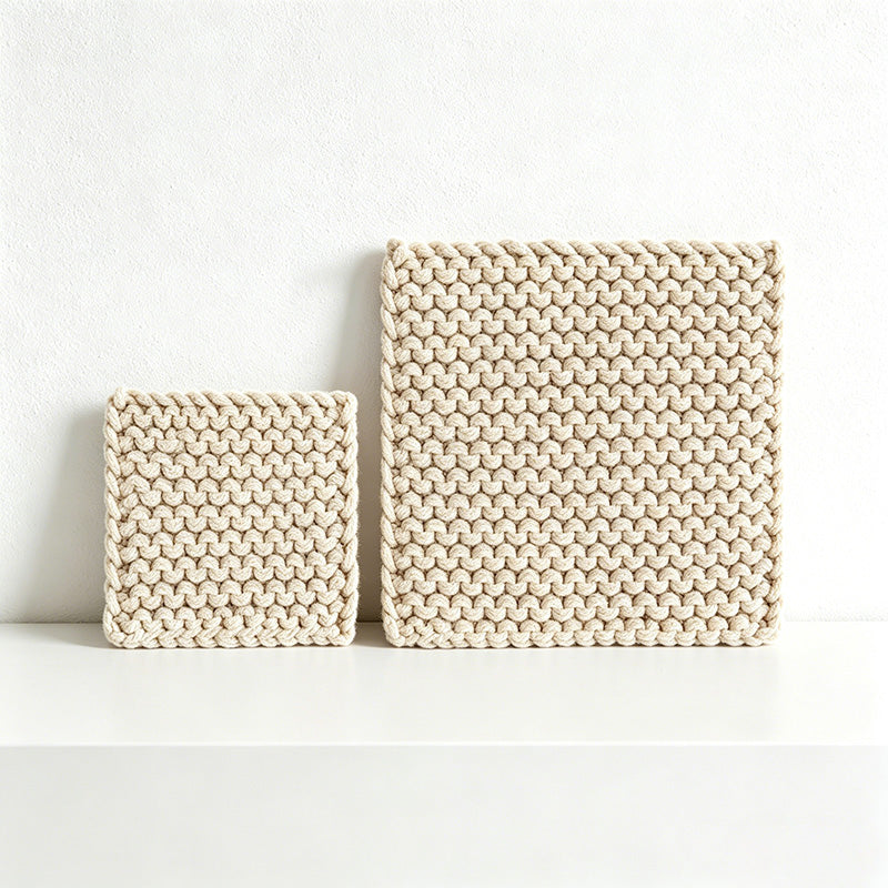 CouldNook Japanese Chunky Knit Trivet - Minimalist Woven Square Mat