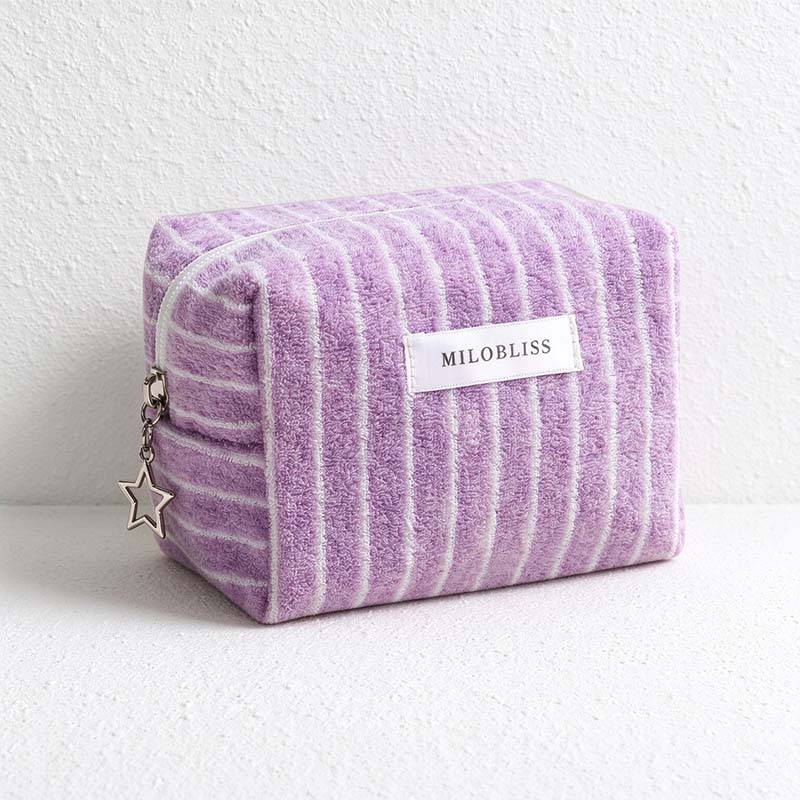 CouldNook Striped Cosmetic Bag - Towel Texture And Star Zipper Pull