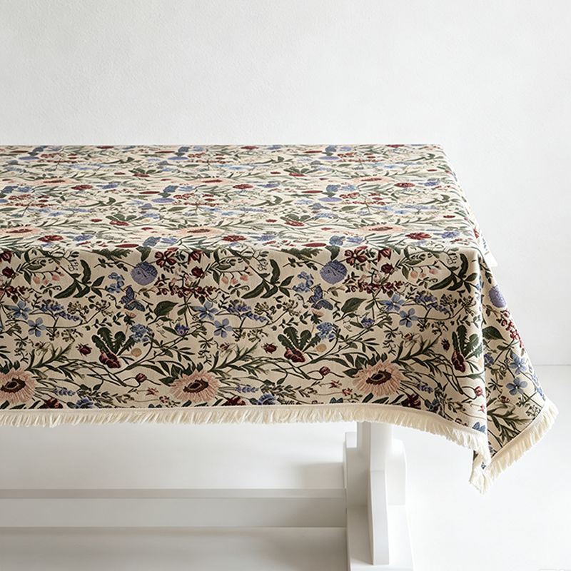 CouldNook  Linen Blend Jacquard Cloth Tablecloth - Warm Dining Accent