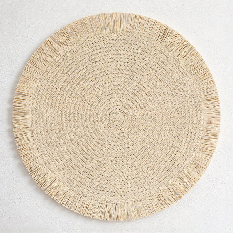 CouldNook Fringed Paper Placemat - Circular Weave And Radiating Border
