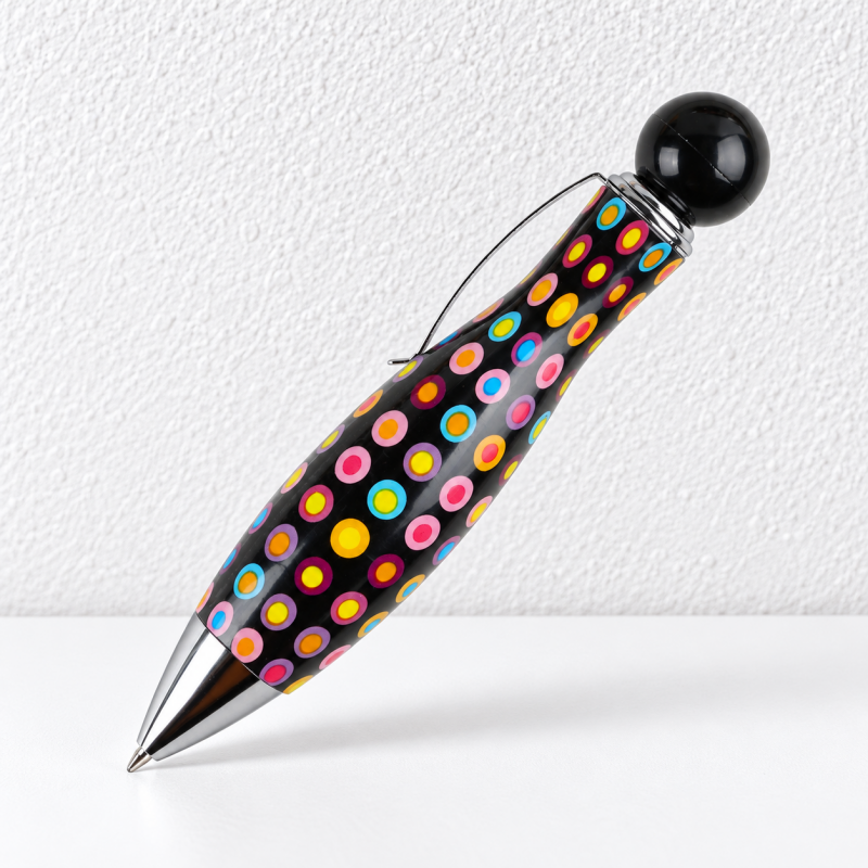 CouldNook Bowling Pin Ballpoint Pen - Colorful Dots and Round Top