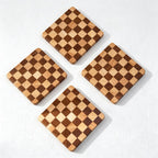 CouldNook Checkerboard Wood Coaster - Square Rubberwood Geometric Design