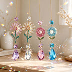 CouldNook Flower Teardrop Suncatcher - Jeweled Bloom And Linked Faceted Drop