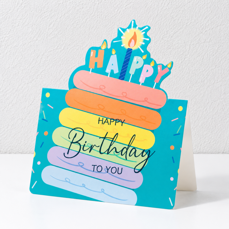 CouldNook Shaped Birthday Card - Colorful Cutout Tops and Cheerful Printed Greetings