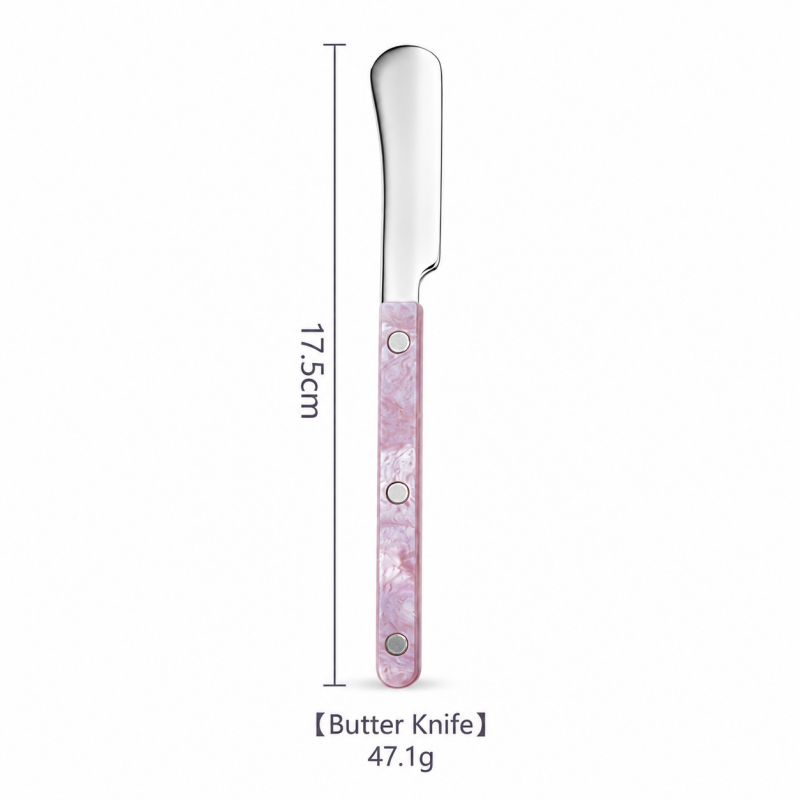 Riveted Table Utensil - Marbled Grips for Dining and Serving