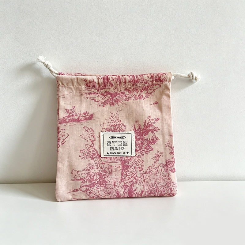 CouldNook Floral Drawstring Storage Pouch - Soft Cotton Utility Bag