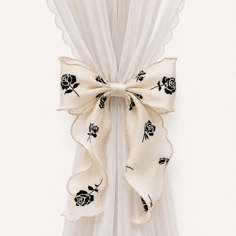 CouldNook Printed Pattern Bow Curtain Tieback 2PCS Set - Window Styling Accent