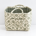 CouldNook Quilted Fabric Storage Basket - Twin Handles And Front Pocket