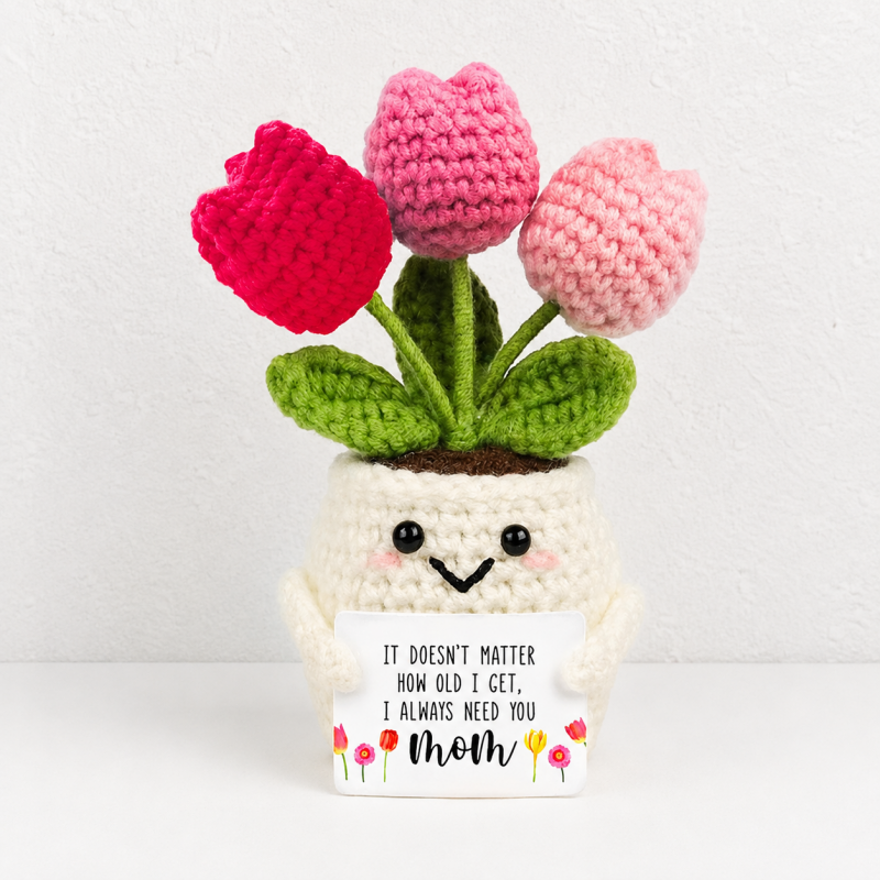 CouldNook Yarn Flower Planter Ornament - Layered Bloom Arrangement