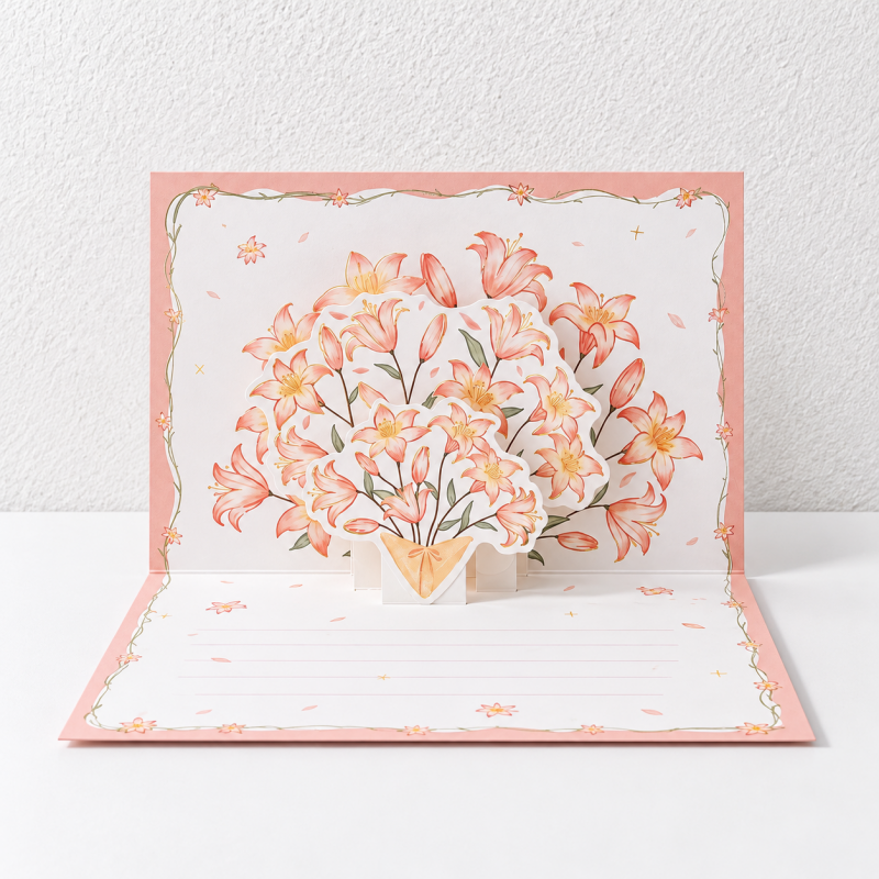 CouldNook Bouquet Greeting Card - Raised Floral Illustrations and Lined Message Panel