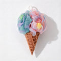 CouldNook Ice-Cream Bath Pouf - Pastel Mesh Scoop and Textured Cone