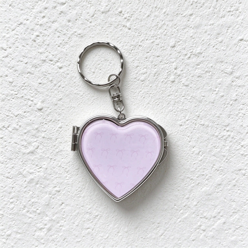 CouldNook Heart Mirror Keychain - Patterned Hinged Cover