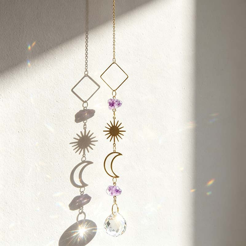 CouldNook Amethyst Crystal Suncatcher Decorative - Crescent Moon Design