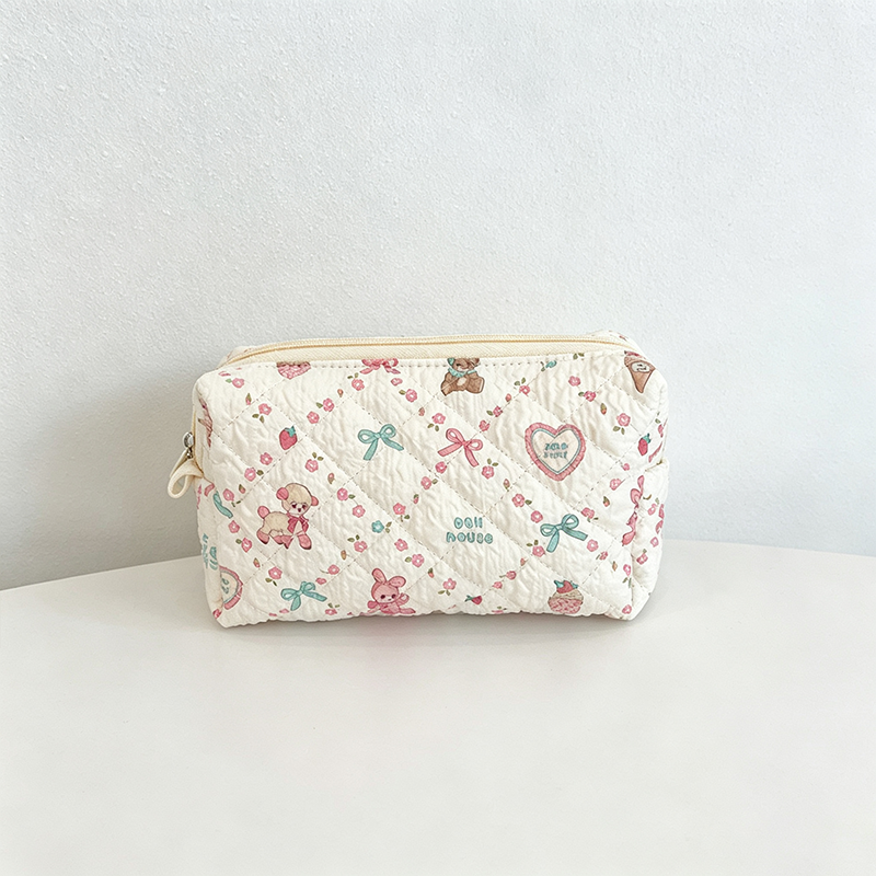 CouldNook Quilted Pattern Print Pencil Case - Vanity Storage Accent