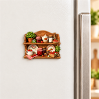 Strawberry Shelf Fridge Magnet - Kitchen Scene in Relief