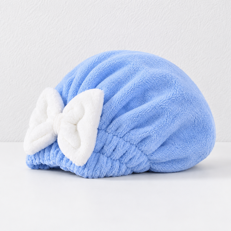 CouldNook Hair Drying Cap - Contrasting Plush Bow