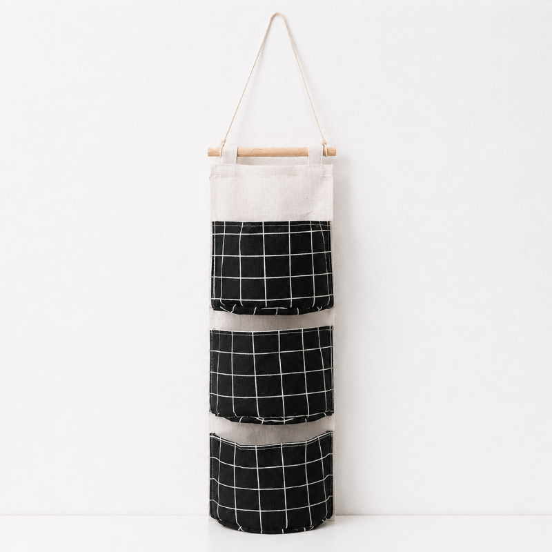 CouldNook Three-Pocket Hanging Organizer - Printed Fabric Wall Pockets