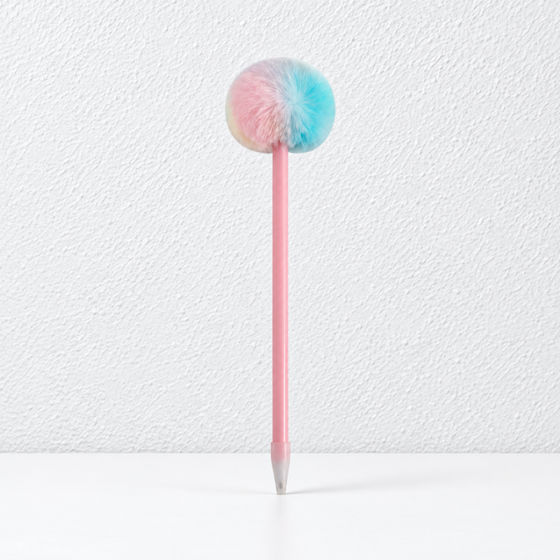 CouldNook Pom-Pom Ballpoint Pen - Pastel Hearts and Rounded Plush Toppers