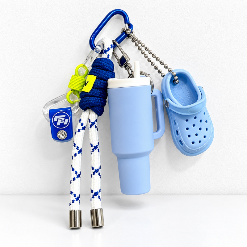 CouldNook Sports Keychain - Miniature Gym Motifs and Knotted Cord Details