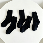 CouldNook Ribbed Solid Kids Socks - Everyday Drawer 5PCS Set