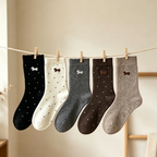 CouldNook Dachshund Crew Socks - Warm Embroidered Dotted Pattern