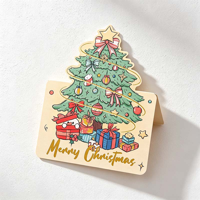 CouldNook Christmas Tree Greeting Card - Foil Lettering And Shaped Top