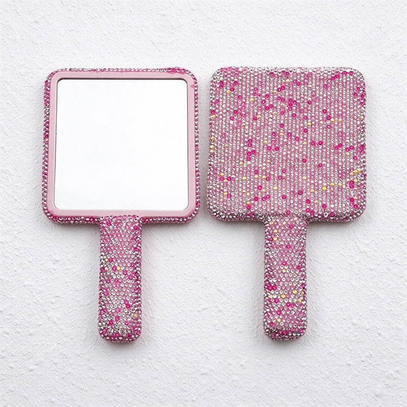 Hand Mirror in Rhinestone and Plain White Designs