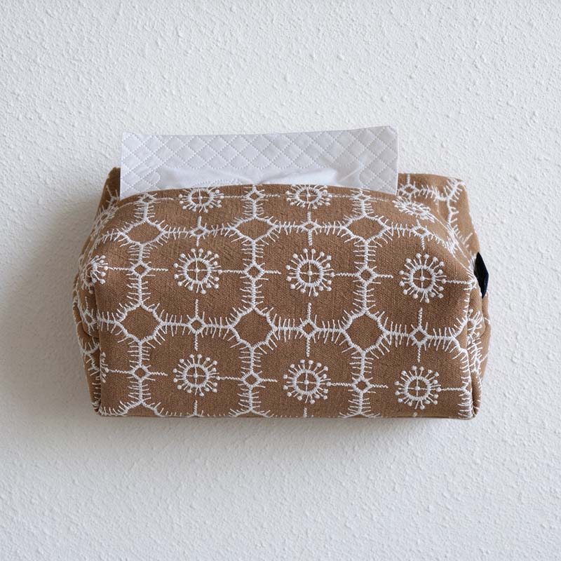 CouldNook Decorative Embroidered Tissue Cover - Stitched Motifs And Top Opening