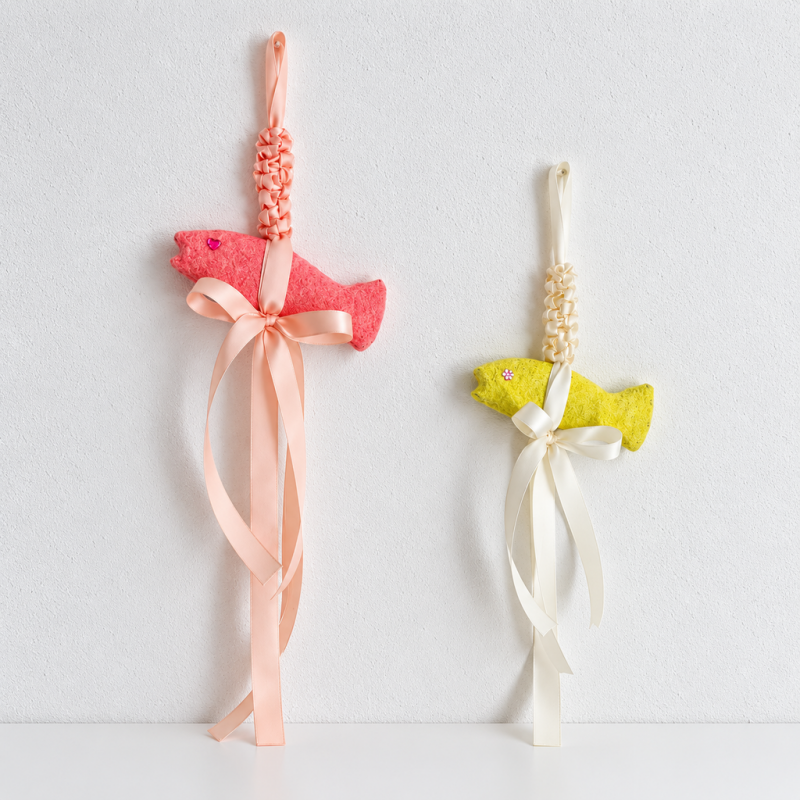 CouldNook Fish Bell Hanging - Ribbon Bow And Long Draping Tails