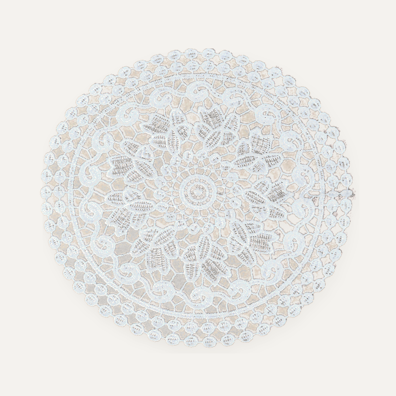 CouldNook Round Embroidered Lace Placemat - Floral Design Size Range