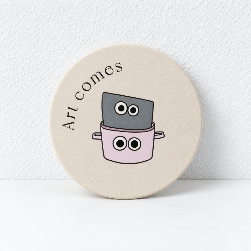 CouldNook Round Patterned Coaster - Gingham and Illustrated Table Designs